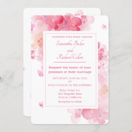 繊細な水色のフローラ結婚の 招待状