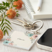 繊細な水色の斜め花 キーホルダー (正面右)