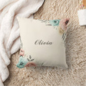 繊細な水色の斜め花 クッション (ブランケット)