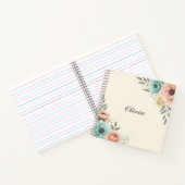 繊細な水色の斜め花 ノートブック (内部)