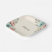 繊細な水色の斜め花 ペーパープレート (傾斜あり)