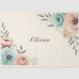 繊細な水色の斜め花 薄葉紙