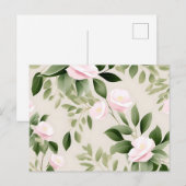 繊細な水色の花ユーカリ模様 ポストカード (正面/裏面)