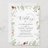 繊細な水色の野結婚花 招待状 (正面)