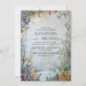 繊細な水色の野結婚花 招待状 (正面)