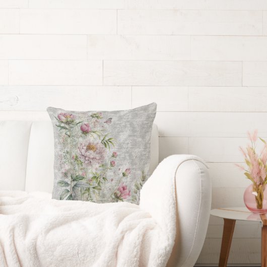 繊細な水色の野花 クッション (ソファ)