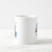 繊細な水色ほこりっぽい青と金ゴールドの花 コーヒーマグカップ (中央)