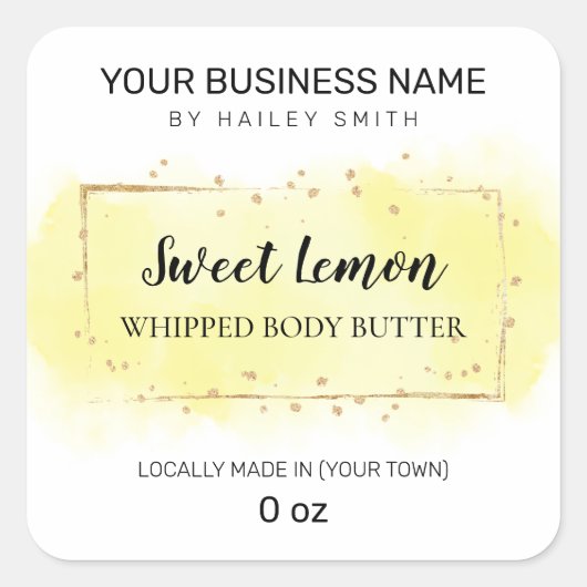 繊細な水色イエローホイップ体バター スクエアシール (正面)