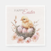 繊細な水色イースターネスト卵&チックブランチ スタンダードランチョンナプキン (正面)