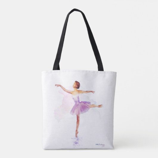 繊細な水色バレエダンサー – あなたのテキスト トートバッグ (裏面)