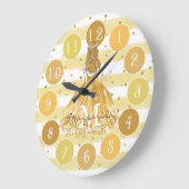 繊細な水色バレリナモノグラム ラージ壁時計 (傾斜)