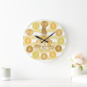 繊細な水色バレリナモノグラム ラージ壁時計 (ホーム)