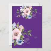 繊細な水色ピンクのローズパープル結婚ズ 招待状 (裏面)