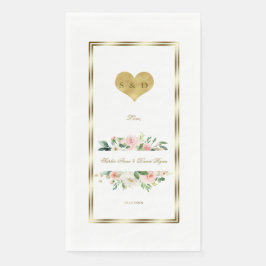 繊細な水色ピンク白フローラ結婚金ゴールド