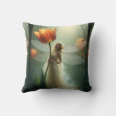 繊細な流れる服を着たリトル・チューリップ・フェアリー クッション (裏面)