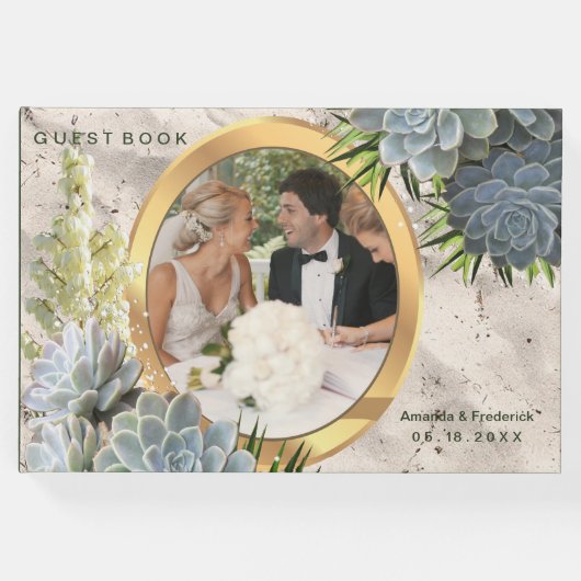 繊細な淡い青のウェディング ゲストブック (正面)