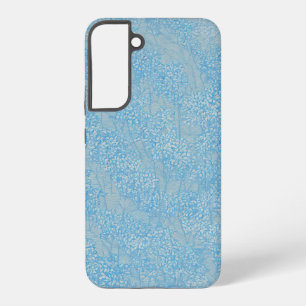 繊細な淡青色の花柄テクスチャー SAMSUNG GALAXY S22+ケース