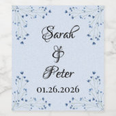 繊細な濃い青の野結婚花 ワインラベル (シングルラベル)