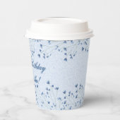 繊細な濃い青の野草誕生日パーティー 紙コップ (左)