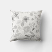 繊細な灰色の水彩フローラ枕 クッション (裏面)