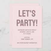 繊細な無地のぼかしピンク 招待状 (正面/裏面)