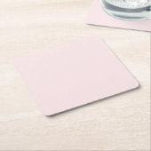 繊細な無地の色の淡いピンク スクエアペーパーコースター (アングル)