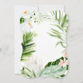 繊細な熱帯フローラリース結婚式招待状 セーブザデート (裏面)