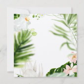 繊細な熱帯フローラリース結婚式招待状 セーブザデート (裏面)