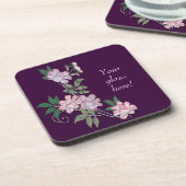 繊細な牡丹エレガントの花の模様と文字 コースター (左側)