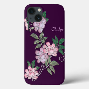 繊細な牡丹エレガントの花の模様 iPhone 13ケース