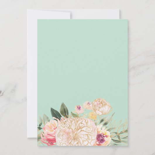 繊細な牡丹金ゴールドタイポグラフィ水の色結婚の 招待状 (裏面)