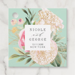 繊細な牡丹金ゴールド結婚の花 フェイバータグ