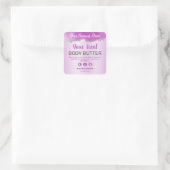 繊細な瑪瑙パープルシルバーグリッター製品ラベル スクエアシール (バッグ)