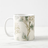 繊細な白いアジサイの花柄 コーヒーマグカップ (左)