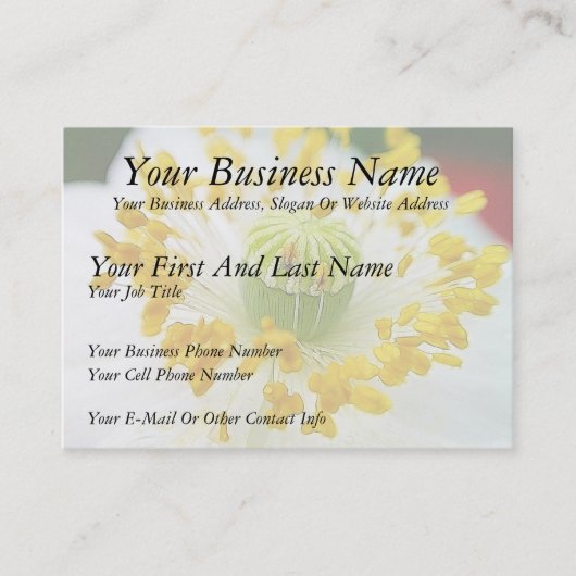 繊細な白いケシ 名刺 (正面)