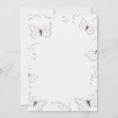 繊細な白いバタフライガーデンガールベビーシャワー 招待状 (裏面)