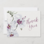 繊細な白いラン花の絵の感謝カード サンキューカード (正面)