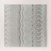 繊細な白いレース、テキスタイルのクローズアップ。 ジグソーパズル (横)