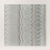 繊細な白いレース、テキスタイルのクローズアップ。 ジグソーパズル (横)