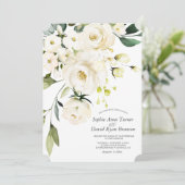 繊細な白い水彩花のウェディング 招待状 (スタンド正面)