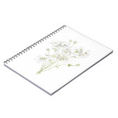 繊細な白い花と水彩 ノートブック (左側)