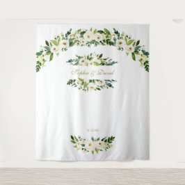 繊細な白い花のウェディングフォトブース小道具 タペストリー