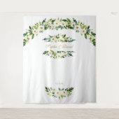 繊細な白い花のウェディング フォトブース プロップ タペストリー (正面)