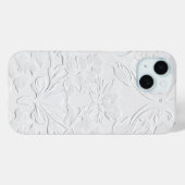 繊細な白い花のエンボス加工が施されたスマホケース Case-Mate iPhoneケース (裏面 (横))