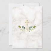 繊細な白い花のマーブルゴールド確認 招待状 (裏面)