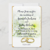 繊細な白い花の微かな黄色のウェディング 招待状 (正面)