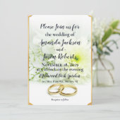 繊細な白い花の微かな黄色のウェディング 招待状 (スタンド正面)