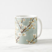 繊細な白い花の枝のボタニカル コーヒーマグカップ (正面右)