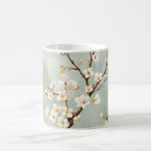 繊細な白い花の枝のボタニカル コーヒーマグカップ (中央)