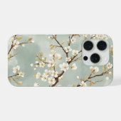 繊細な白い花の枝のボタニカル iPhoneケース (裏面横)